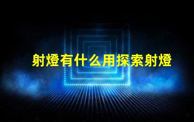 射燈有什么用探索射燈在照明設(shè)計(jì)中的多重功能